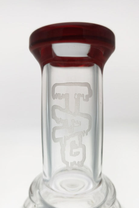 Close-up of TAG 12" Bong with Super Slit Matrix Diffuser and Red Accents