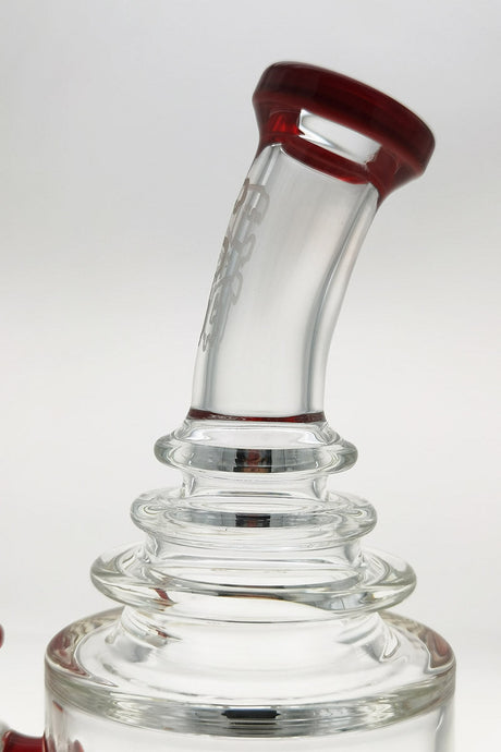 Thick Ass Glass 12" Bong with Showerhead Percolator and Matrix Diffuser, Red Accents, Close-Up