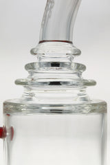 Close-up of TAG 12" Super Slit Matrix Diffuser Bong's neck and joint, clear borosilicate glass
