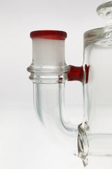 Close-up side view of TAG 12" bong with Super Slit Matrix Diffuser and red accents