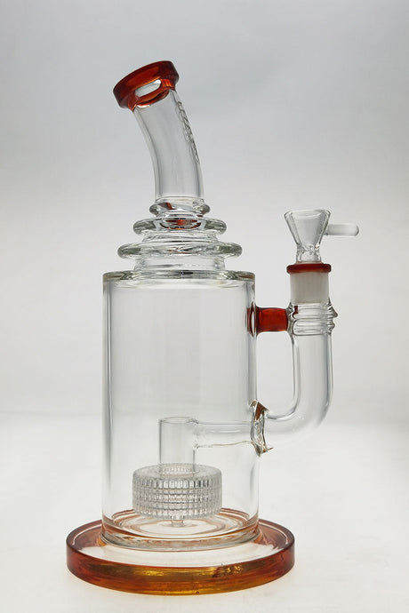 Thick Ass Glass 12" Bong with Matrix & Showerhead Percolators in Clear with Amber Accents, Front View