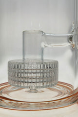 Close-up of TAG 12" Super Slit Matrix Diffuser Bong's percolator in clear borosilicate glass