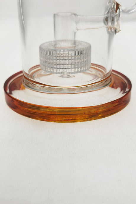 Close-up of TAG 12" Bong Base with Super Slit Matrix Diffuser in Clear and Slyme Orange