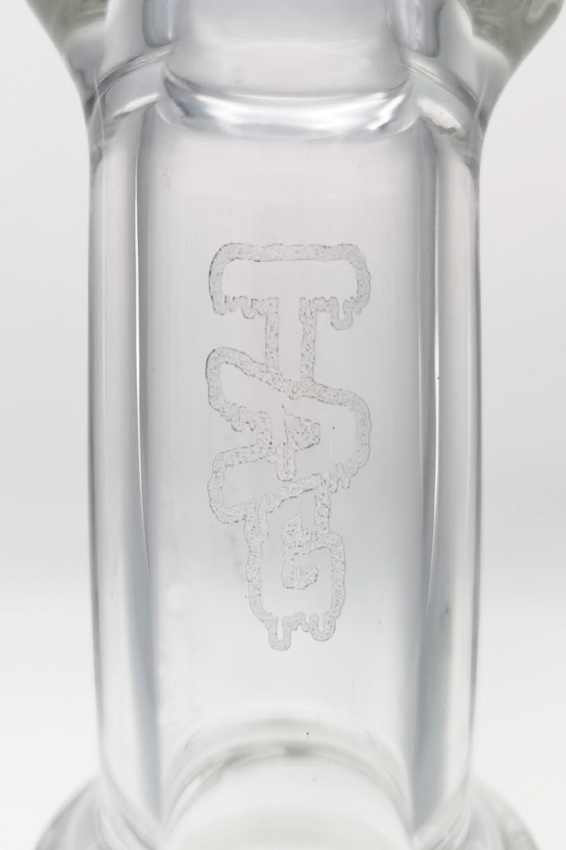 Close-up of TAG 12" Bong with Super Slit Matrix Diffuser and Thick Ass Glass logo