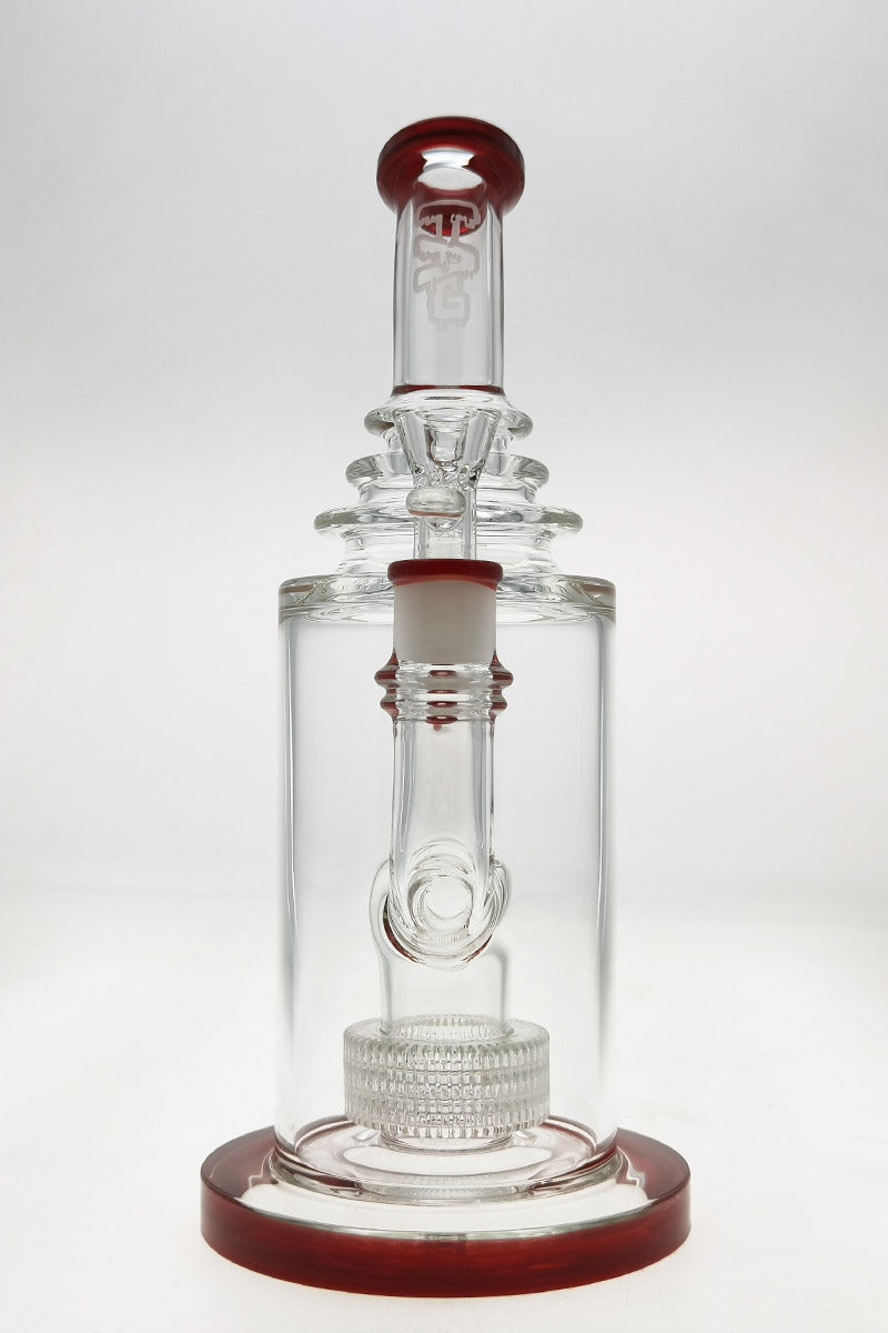 TAG 12" Super Slit Matrix Diffuser Bong with 18MM Female Joint and Red Accents - Front View