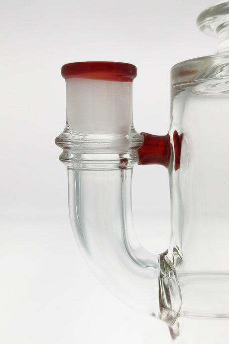 Close-up side view of TAG 12" Bong with Super Slit Matrix Diffuser and red accents