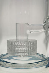 Close-up of TAG 12" Bong with Super Slit Matrix Diffuser in clear borosilicate glass