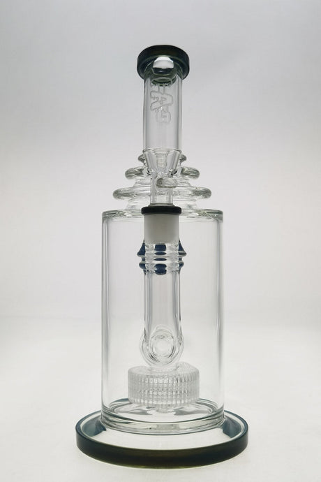 Thick Ass Glass 12" Bong with Matrix & Showerhead Percolators, Front View on Seamless White