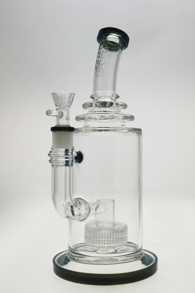 TAG 12" Super Slit Matrix Diffuser bong with 18MM Female joint, front view on white background