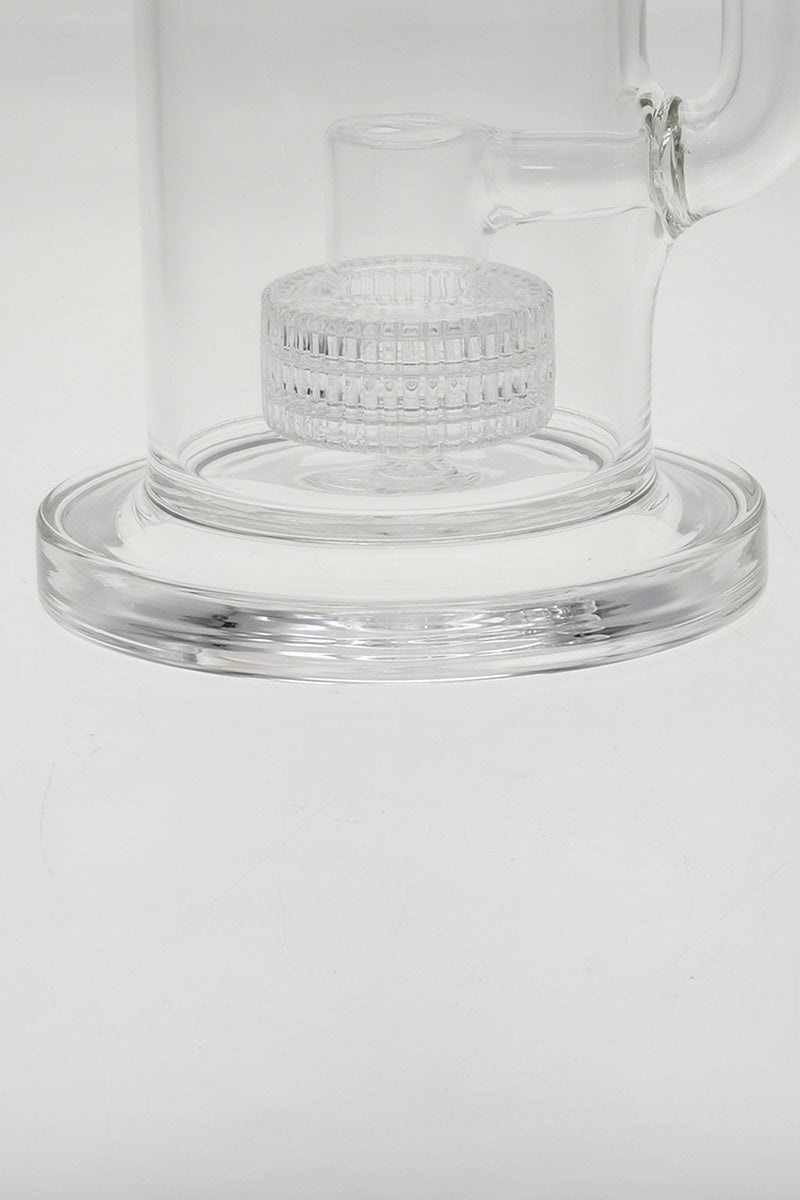 Close-up of TAG 12" Bong Base with Super Slit Matrix Diffuser in Clear Borosilicate