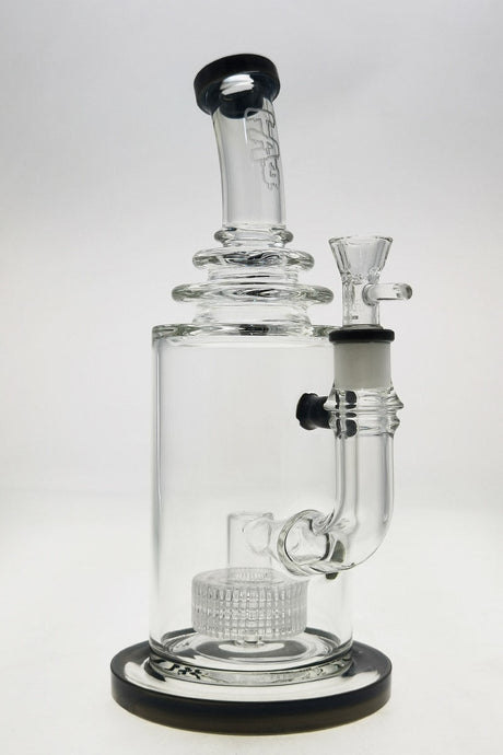 TAG 12" Super Slit Matrix Diffuser Bong front view with black accents on seamless white