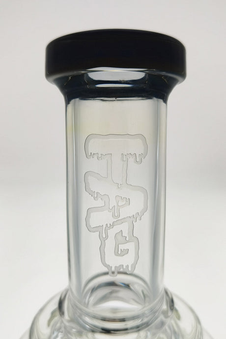 TAG 12" Super Slit Matrix Diffuser bong close-up, 100x5MM Can, 18MM Female joint, black accent