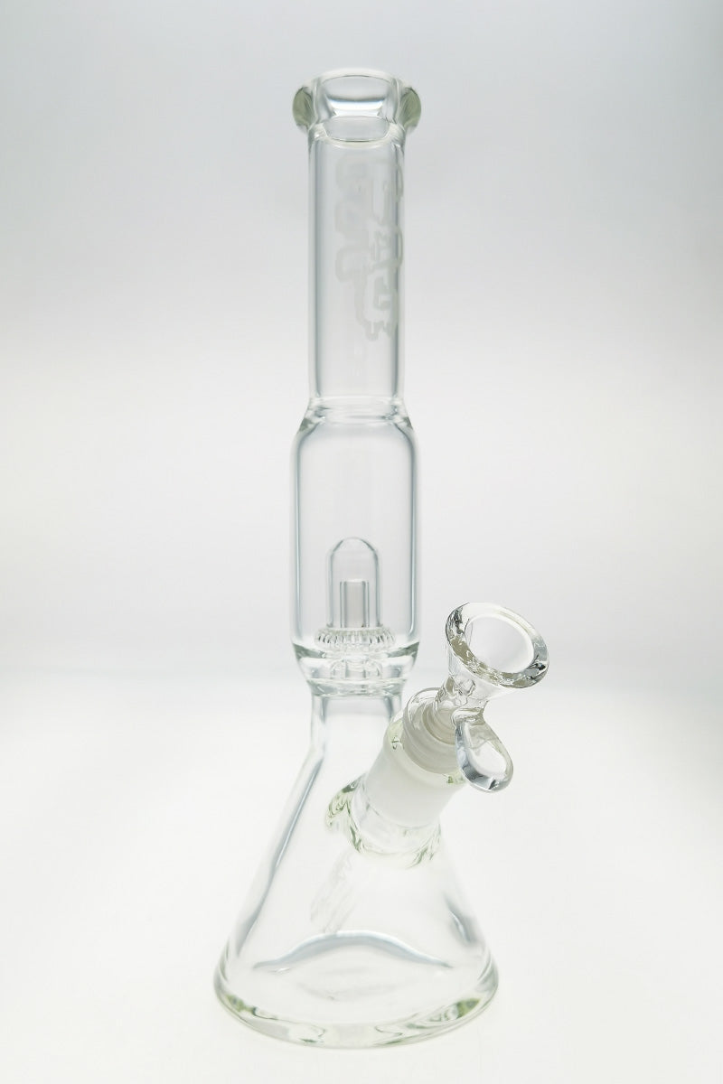 TAG 12" Super Slit UFO Beaker Bong front view with clear glass and 18/14MM downstem