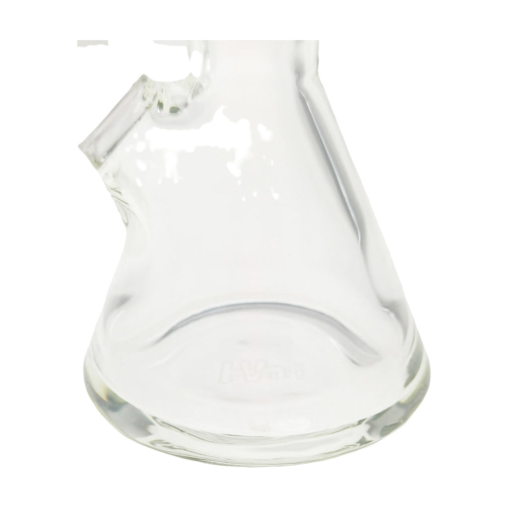 Close-up of TAG 12" Super Slit UFO Beaker Base, clear glass with Thick Ass Glass logo
