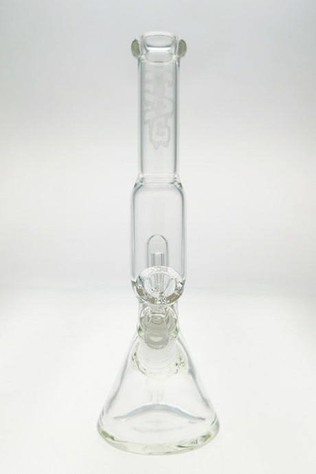 TAG 12" Super Slit UFO Beaker Bong with 18/14MM Downstem, Clear Glass, Front View