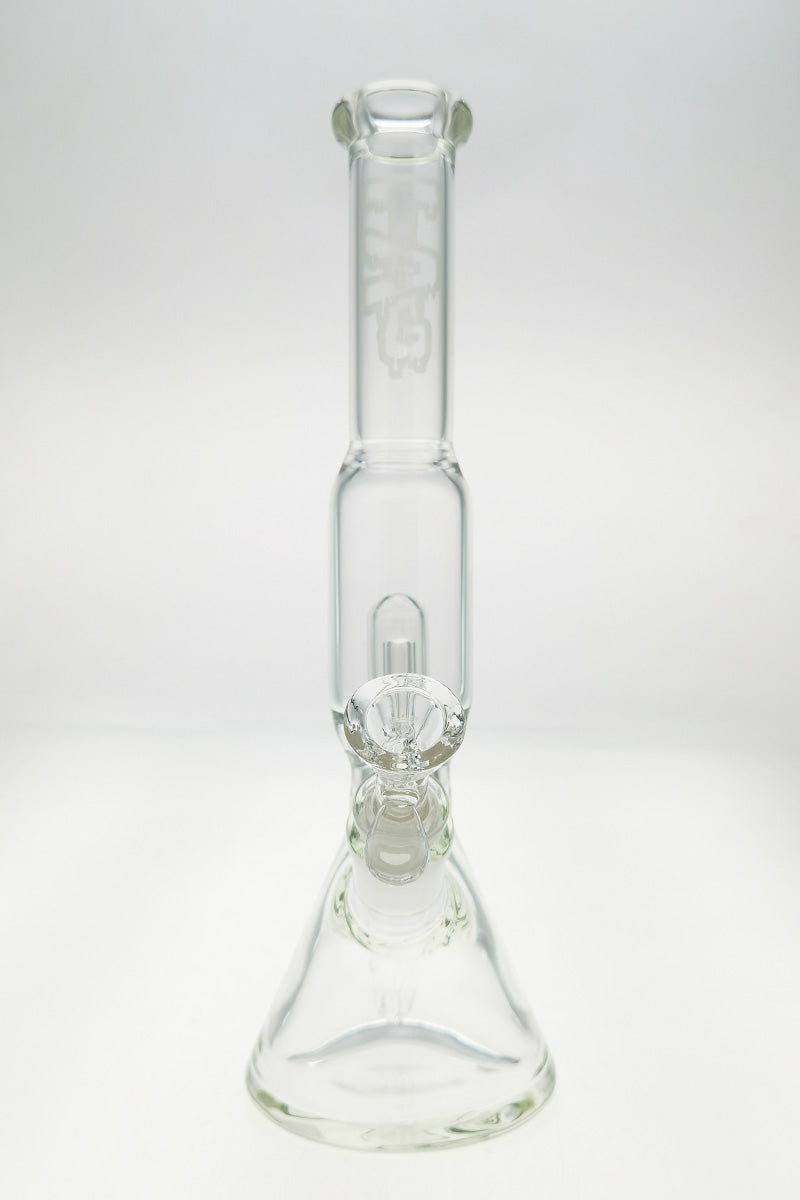 Thick Ass Glass 12" Beaker Bong with UFO & Slit-Diffuser Percolators, Clear, Front View