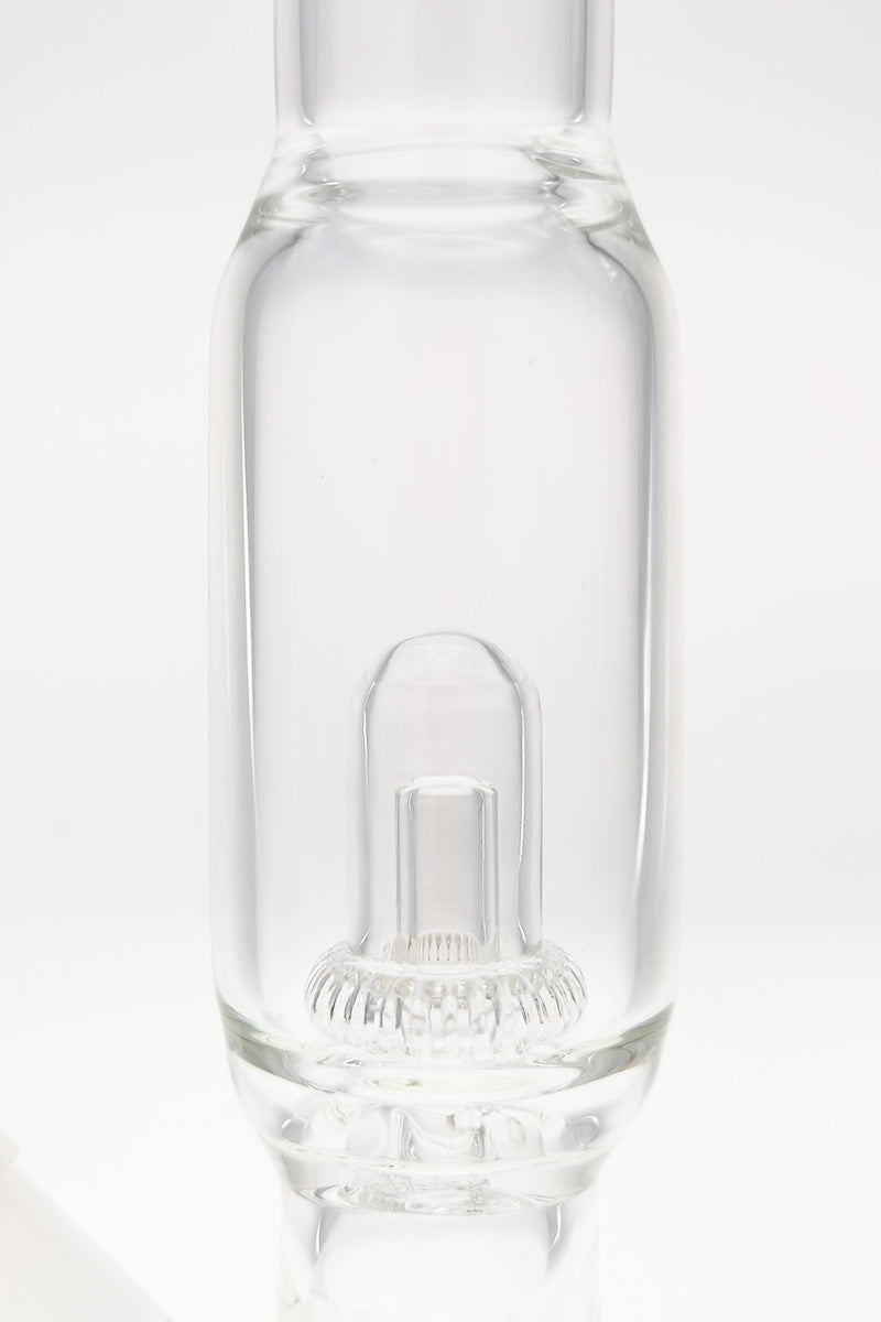 Close-up of TAG 12" Super Slit UFO Beaker Bong with clear glass and intricate percolator