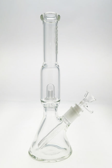 TAG 12" Super Slit UFO Beaker Bong with 18/14MM Downstem, Clear Glass, Front View