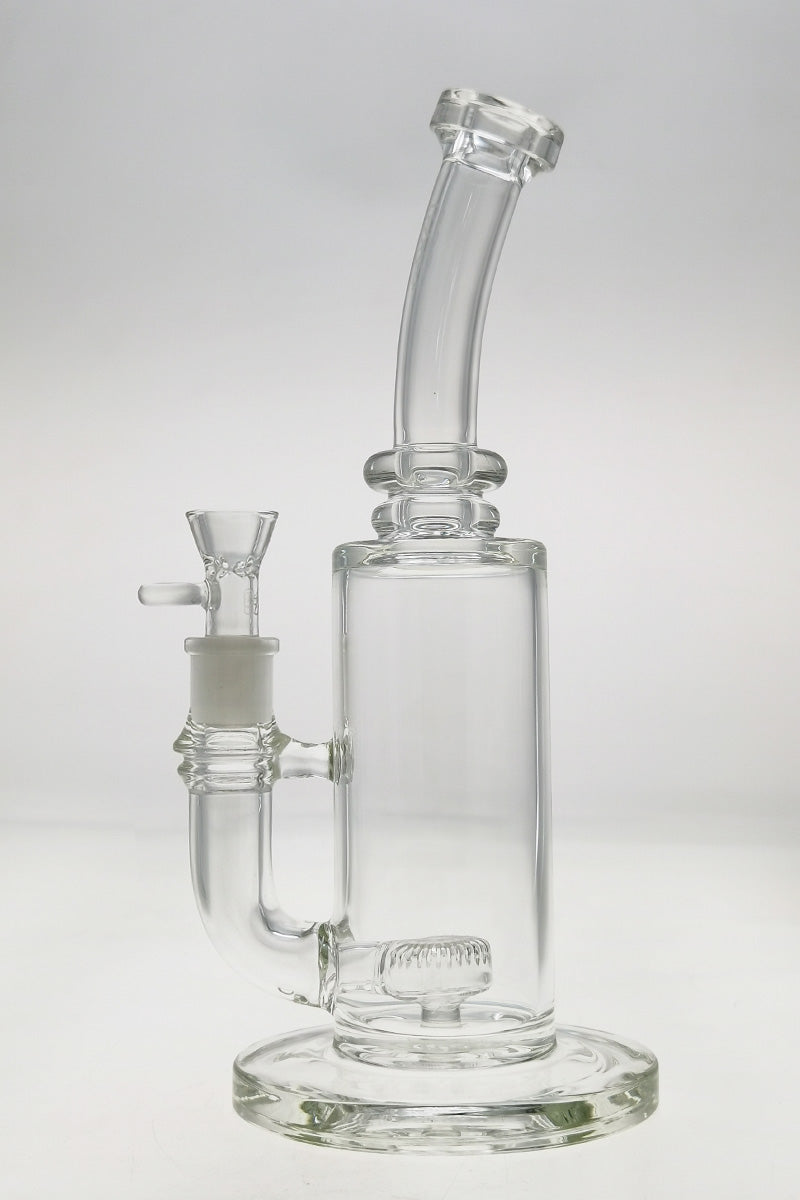 TAG 12.5" Bent Neck Bong with Super Slit Puck Diffuser, 18MM Female Joint, Clear Glass