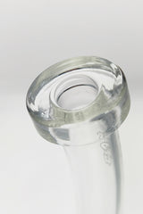 Close-up of TAG 12.5" Bent Neck Bong with Super Slit Puck Diffuser, Clear Glass, 18MM Female