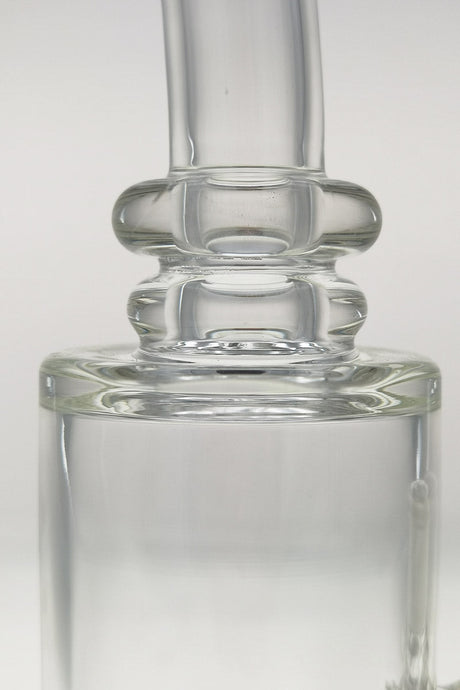 Close-up of TAG 12.5" Bent Neck Bong with Super Slit Puck Diffuser in Clear Glass