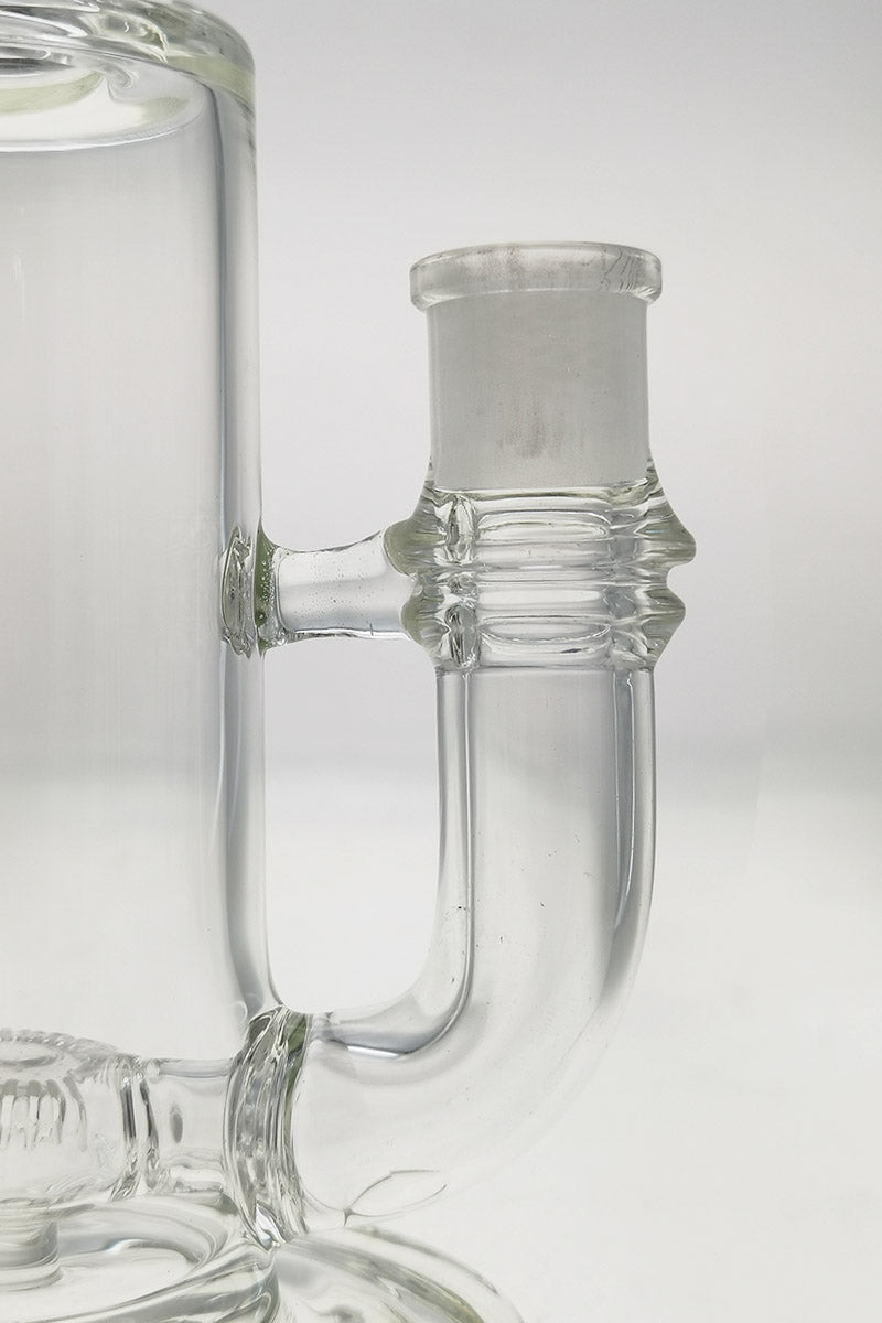 Close-up of TAG 12.5" Bent Neck Glass Bong with Super Slit Puck Diffuser and 18MM Female Joint