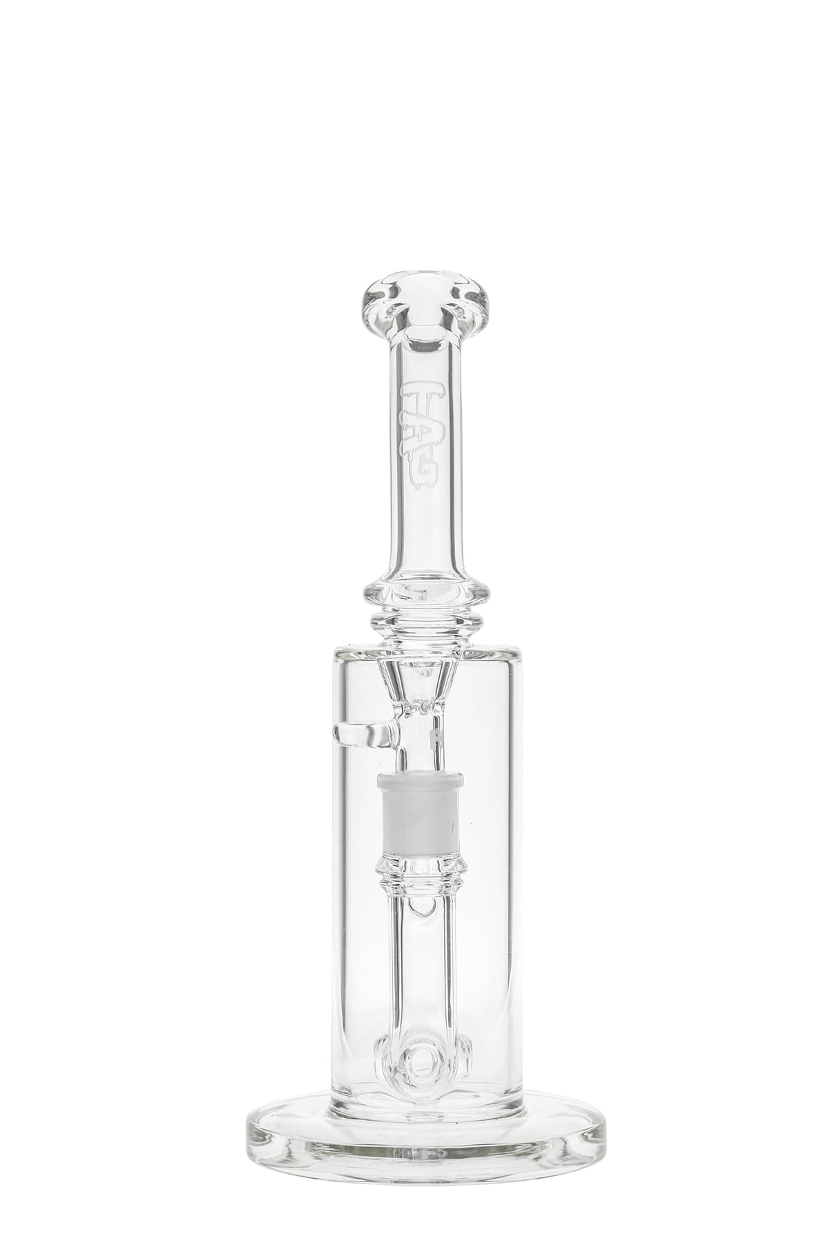 TAG 12.5" Bent Neck Bong with Super Slit Puck Diffuser, 65x5MM, 18MM Female Joint, Clear
