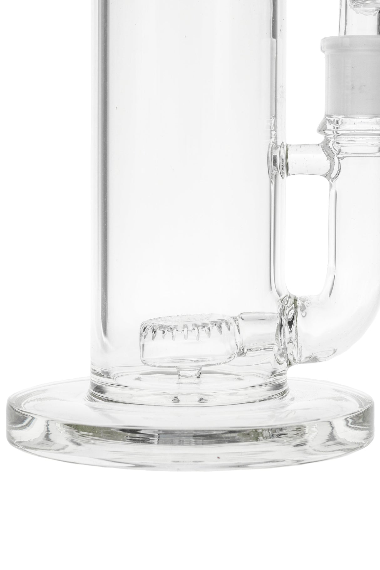 Clear TAG 12.5" Bent Neck Bong with Super Slit Puck Diffuser, 18MM Female Joint, Side View