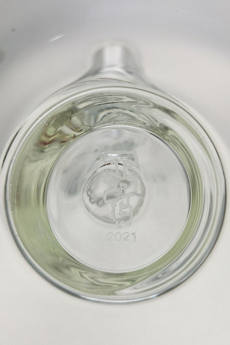 Close-up of TAG 13" Straight Tube Bong Base with Fixed Tree Percolator and Thick Glass