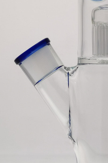 Close-up of TAG 13" Straight Tube Bong with Blue Accented 18/14MM Downstem