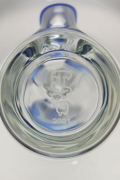 Top view of TAG 13" Straight Tube Bong with 8 Arm Tree Percolator in Clear Glass