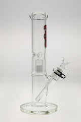 TAG 13" Straight Tube Bong with 8 Arm Tree Percolator, 50x5MM, Clear Borosilicate Glass, Front View