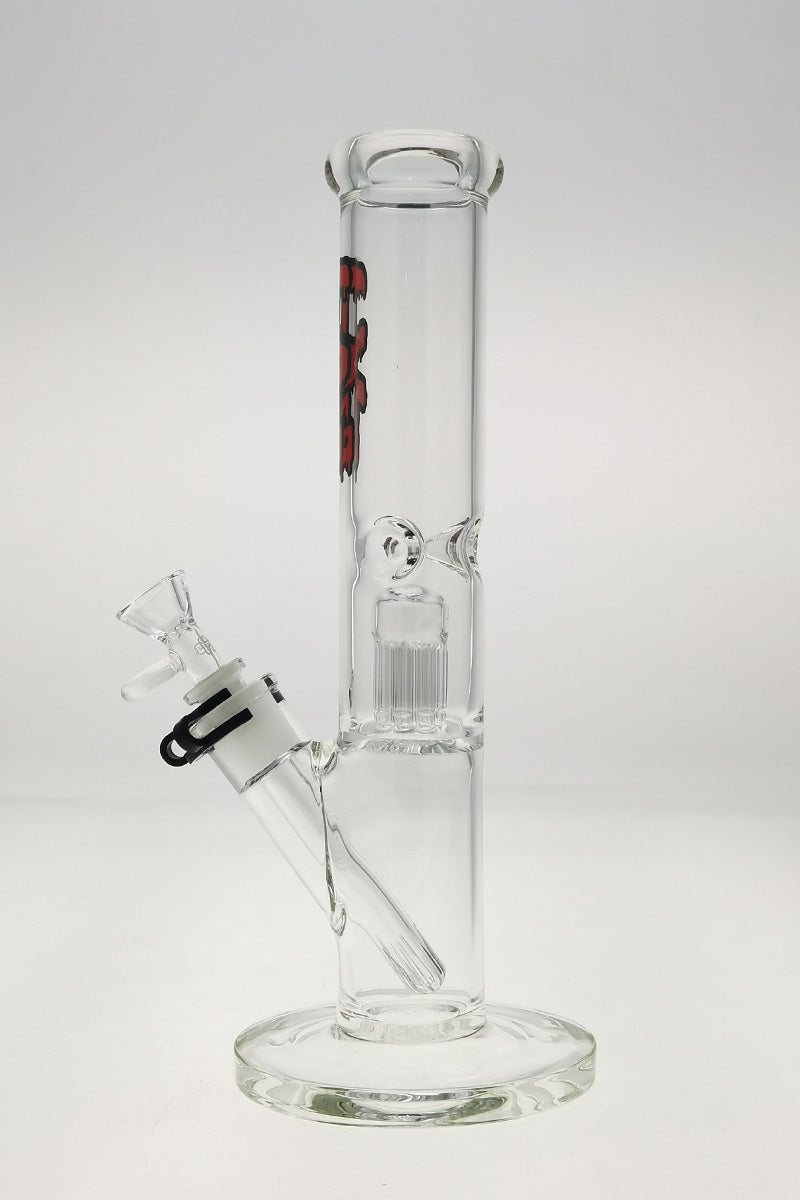 TAG 13" Straight Tube Bong with 8 Arm Tree Percolator and Clear Glass, Front View