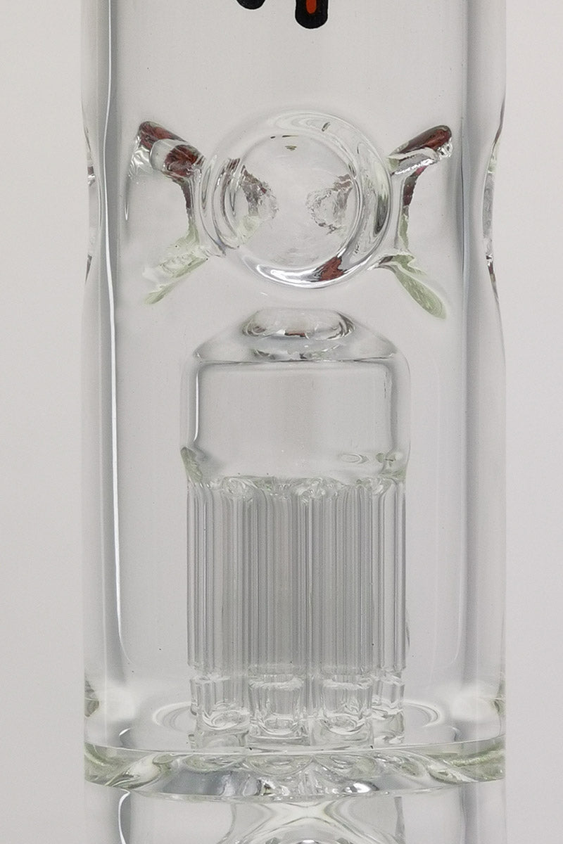 TAG 13" Straight Tube Bong with 8 Arm Tree Percolator, Clear Borosilicate Glass, Front View
