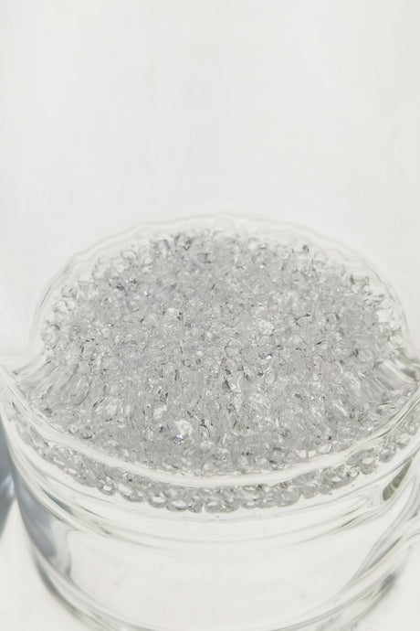 Close-up of TAG 13" Bong's Fritted Disc Percolator for Smooth Hits, Clear Glass, 90 Degree Joint