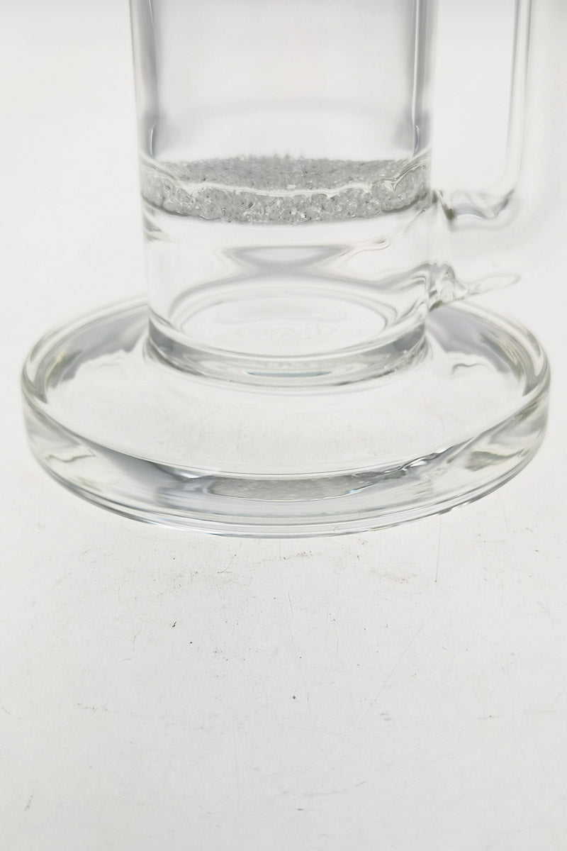 TAG 13" Clear Glass Bong with Bent Neck and Fritted Disc Percolator - Close-up Base View