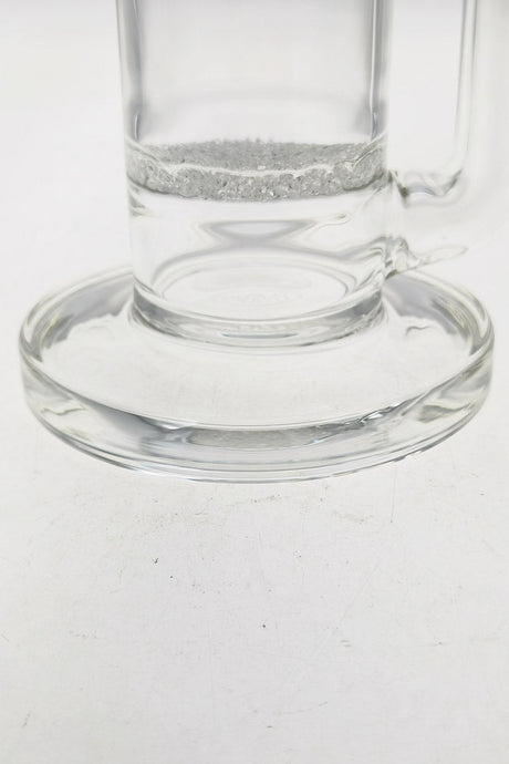TAG 13" Clear Glass Bong with Bent Neck and Fritted Disc Percolator - Close-up Base View