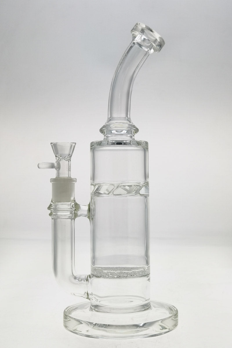 TAG 13" Bent Neck Bong with Fritted Disc Percolator and Splash Guard, 18MM Female Joint
