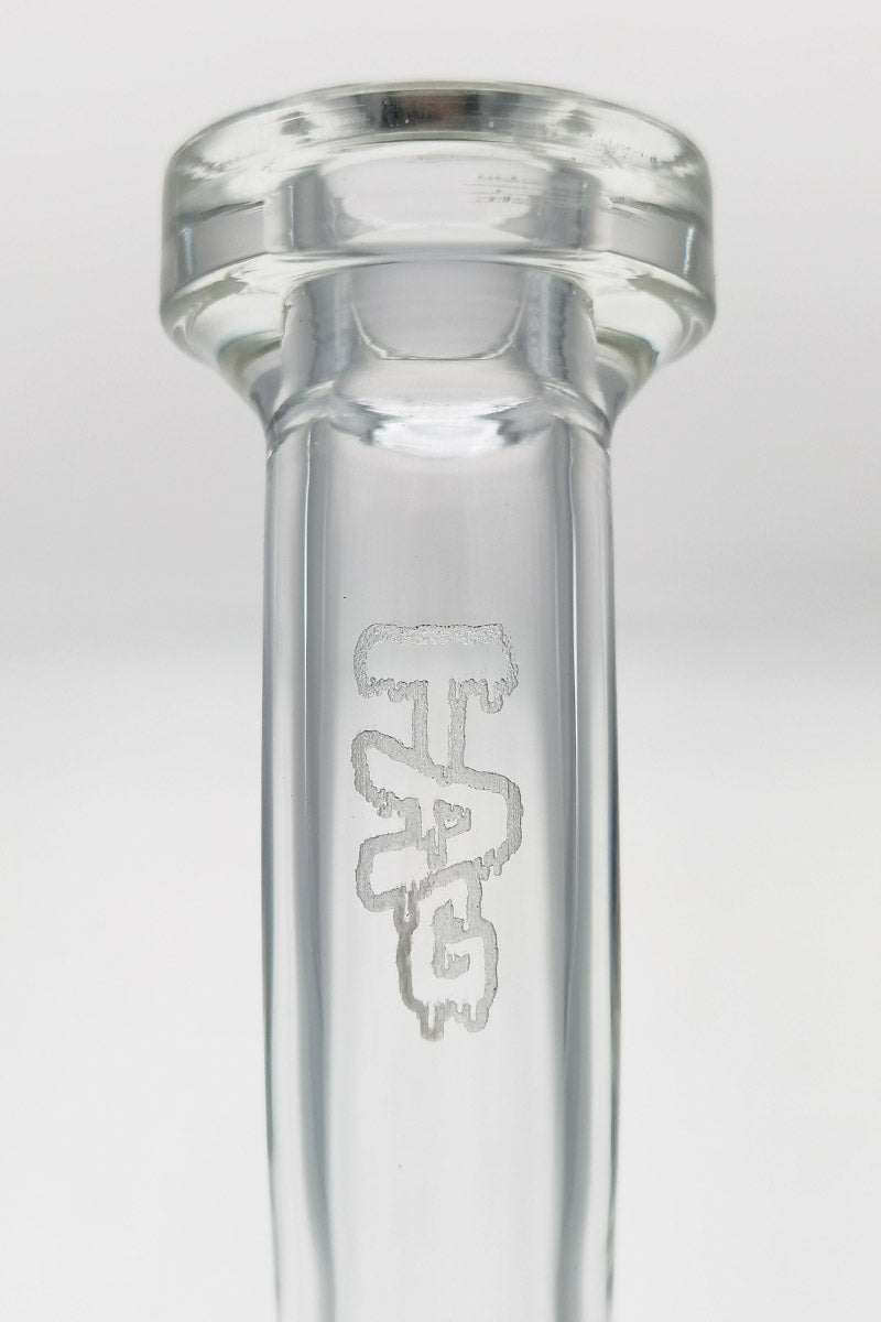 TAG 13" Bent Neck Bong Clear View with Etched Logo for Dry Herbs, 90 Degree Joint