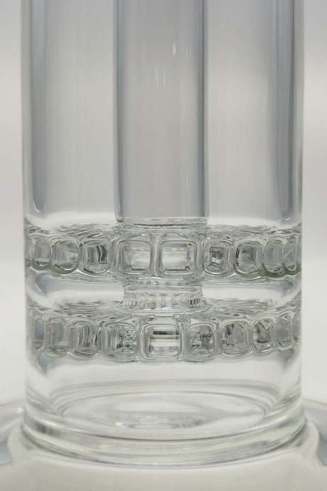 TAG 13" Clear Double Ratchet Bubbler Close-up, Heavy Wall Glass Construction