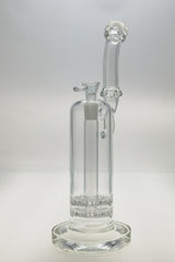 TAG 13" Clear Double Ratchet Bubbler for Dry Herbs, 90 Degree 18MM Female Joint, Front View