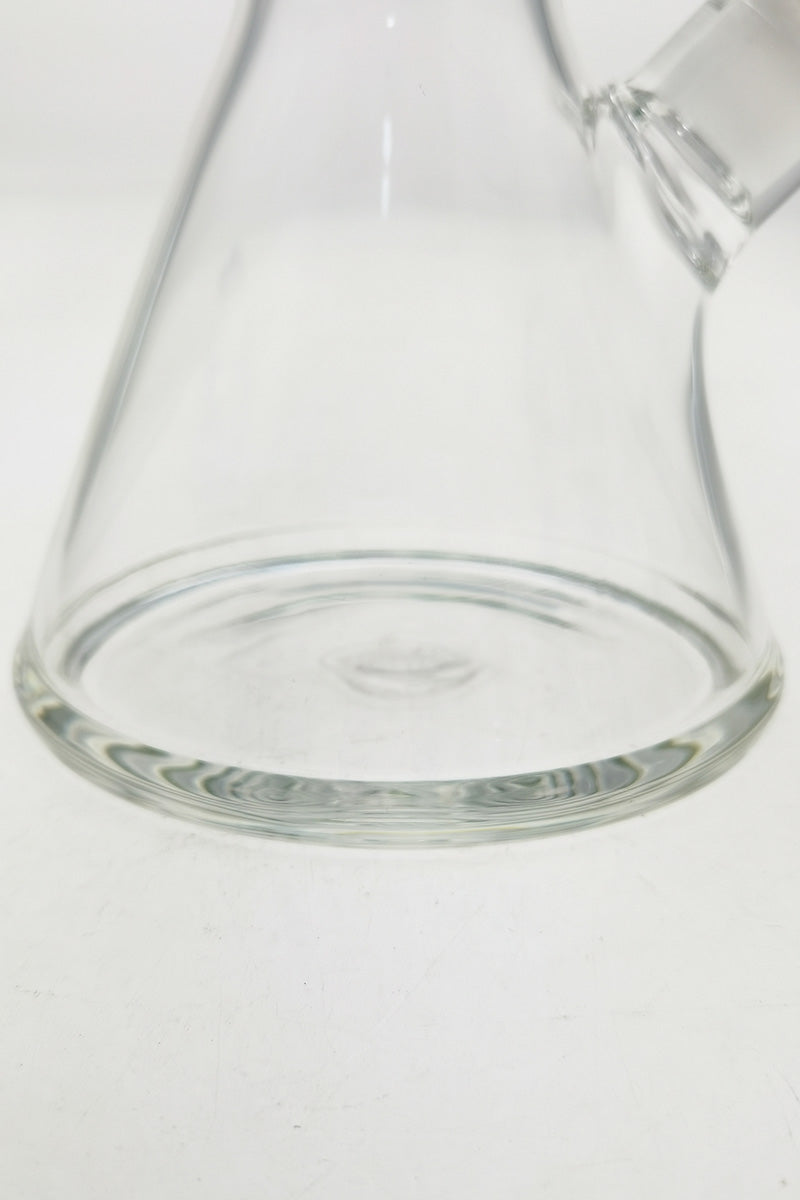 Close-up of TAG 14" Beaker Bong base, 50x5MM thick clear glass, with 18/14MM downstem
