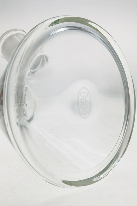 TAG 14" Clear Beaker Bong Bottom View Highlighting Thick 5mm Glass and 18/14MM Downstem