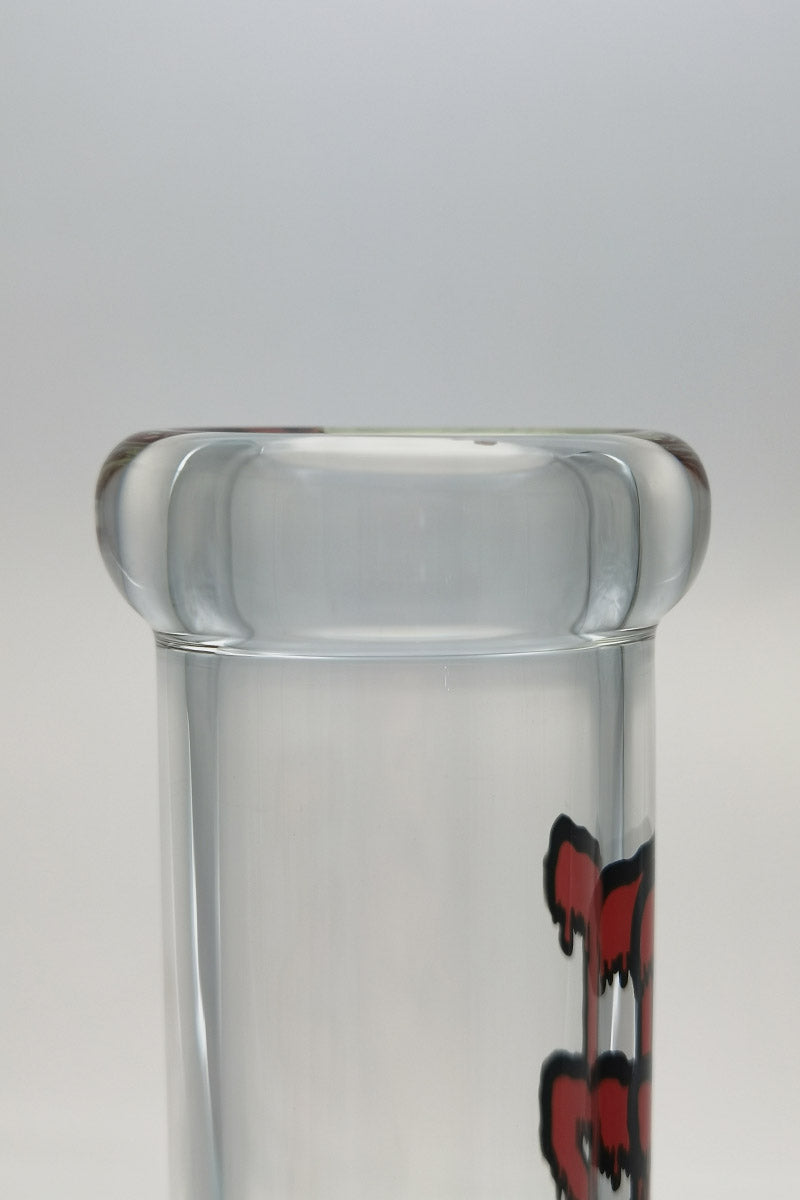 TAG 14" Clear Beaker Bong with Red Accents - Top View, 50x5MM Thick Glass