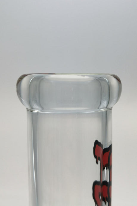 TAG 14" Clear Beaker Bong with Red Accents - Top View, 50x5MM Thick Glass