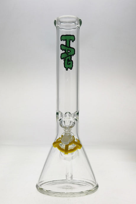 TAG 14" Clear Beaker Bong with Slyme Logo and 18/14MM Downstem Front View