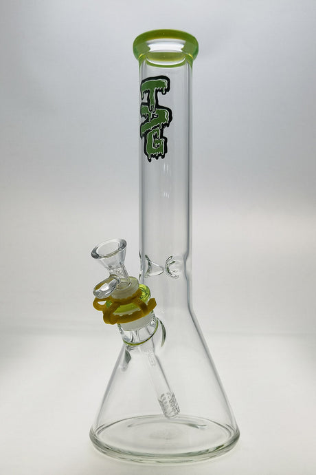 TAG 14" Clear Beaker Bong with Slyme Accents and Downstem Front View