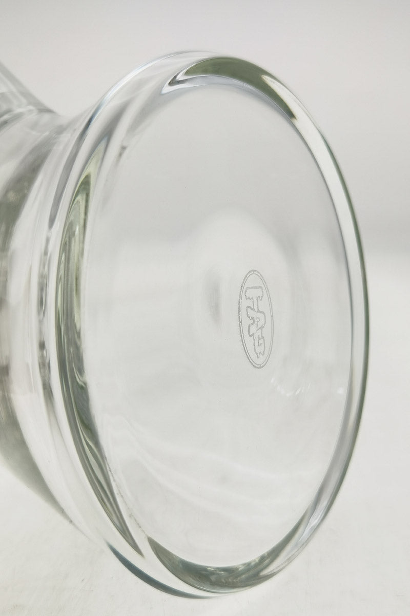 Close-up of TAG 14" Beaker Bottom showing 9MM thick glass and engraved logo