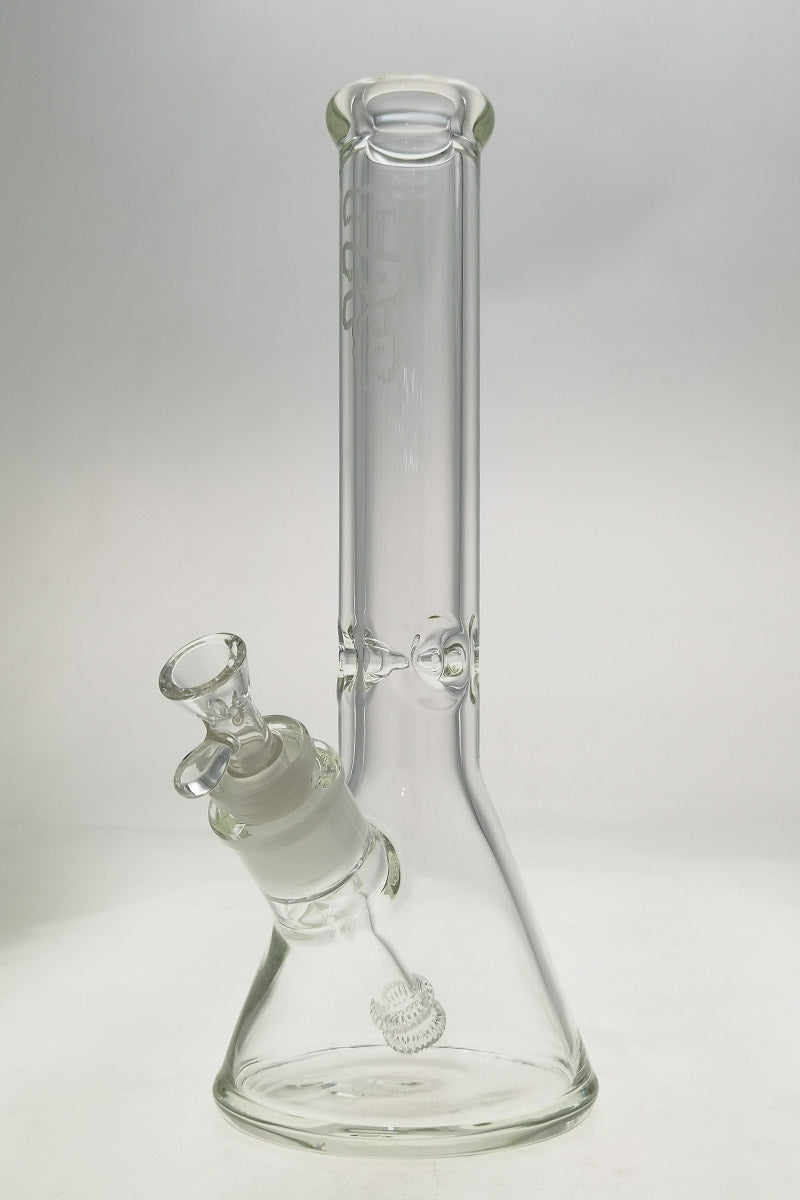 TAG 14" Clear Beaker Bong with 50x9MM Glass and 28/18MM Downstem Front View