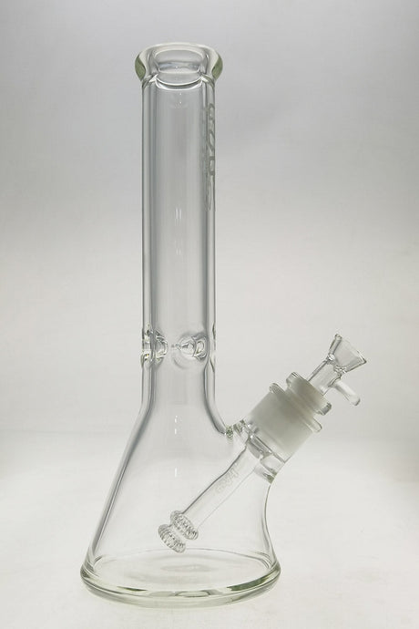 TAG 14" Clear Beaker Bong 50x9MM with 28/18MM Downstem, Front View on White Background